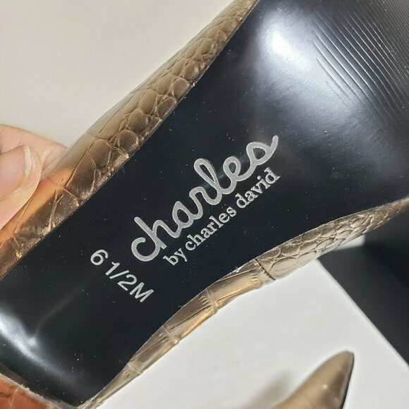 Charles David Womens Maxx Gold Pointed Toe Slip On High Heels Pumps Size 6.5 M - Picture 9 of 12